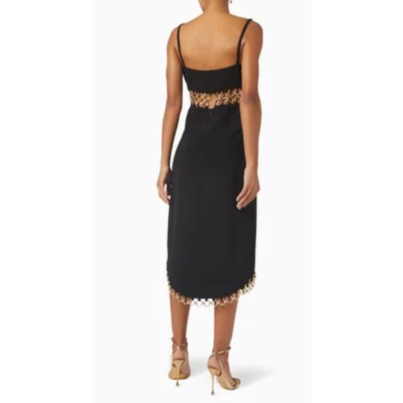 $1311 Alexis Tale Black Midi Dress Dress Golden Ring Chain Sz Small - Picture 9 of 16